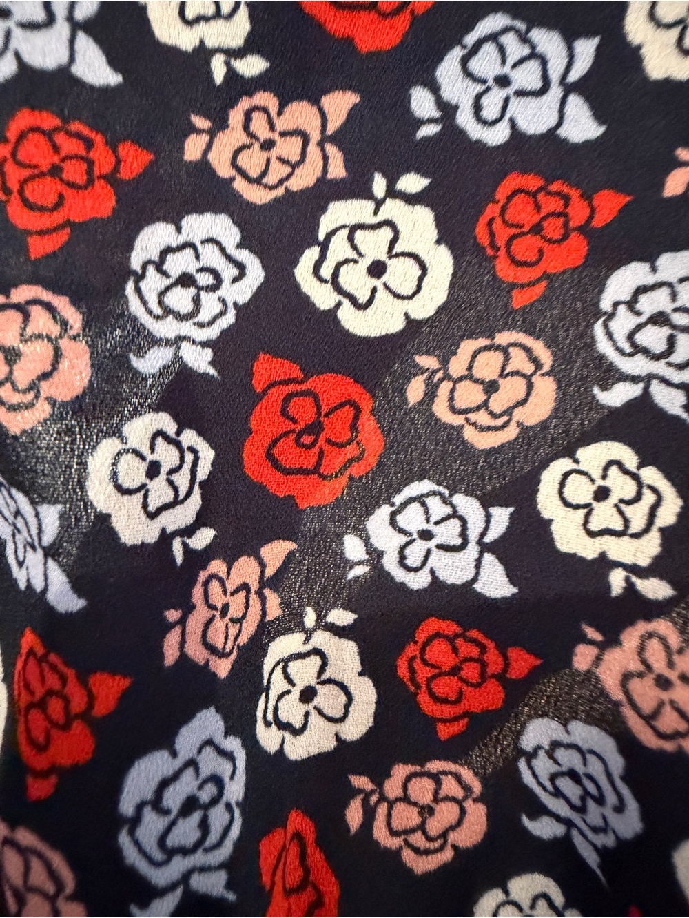 LOFT Navy Red & White Floral Sleeveless Top - Picture 2 of 5